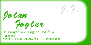 jolan fogler business card